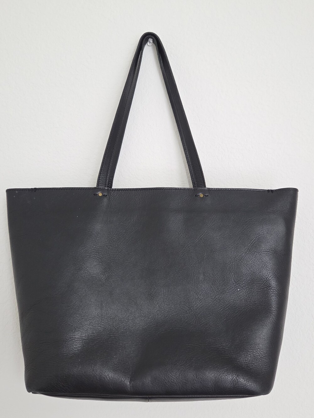 Madewell Classic Black Leather Tote Bag Zip Top Shoulder Laptop